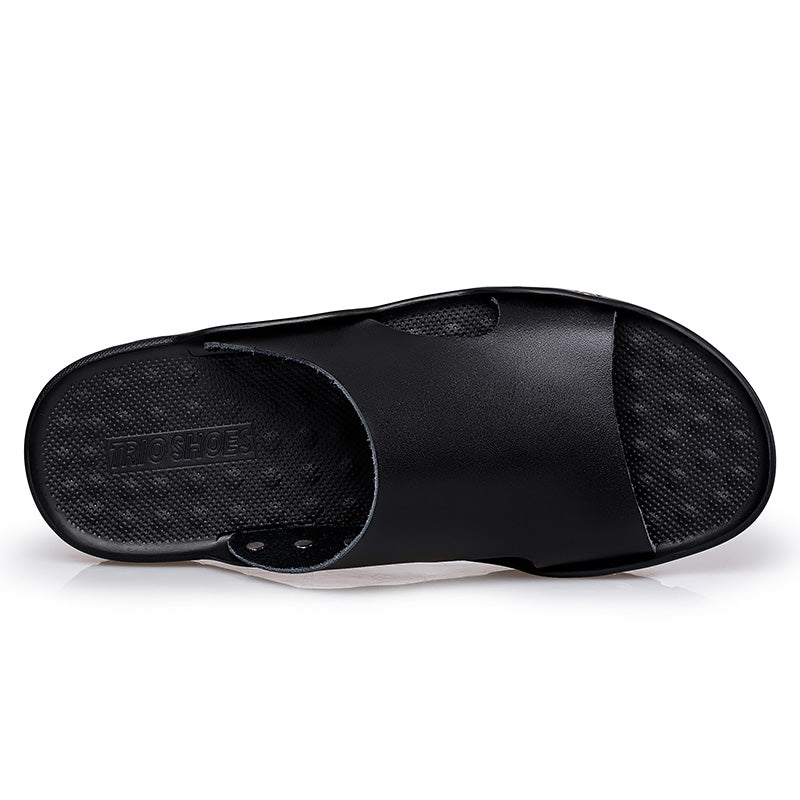 Mens leather slide sandals