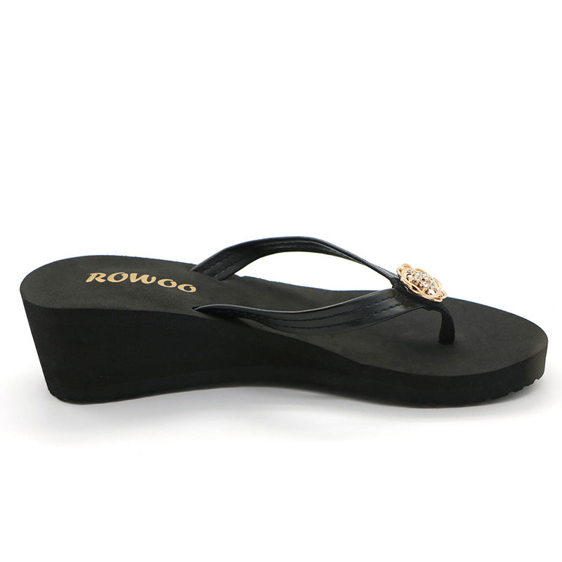 Women's Flip Flops Platform Wedge sandal Fashion Diamond High Heel