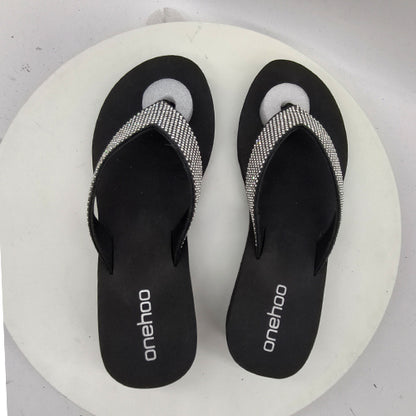 Women's Rhinestone Wedge Thong Sparkle Sandals Dressy Bling Platform Cute Flip Flops
