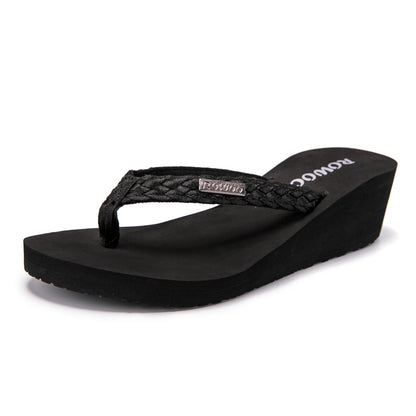 Womens Summer High heels Flip Flops Fashion Decorative sandals