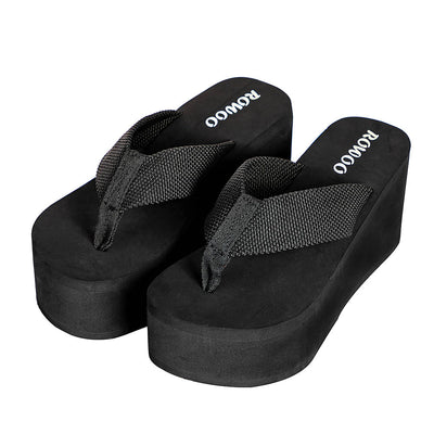 Women's Platform Wedges Webbing Flip Flops Designer Beach Sandals