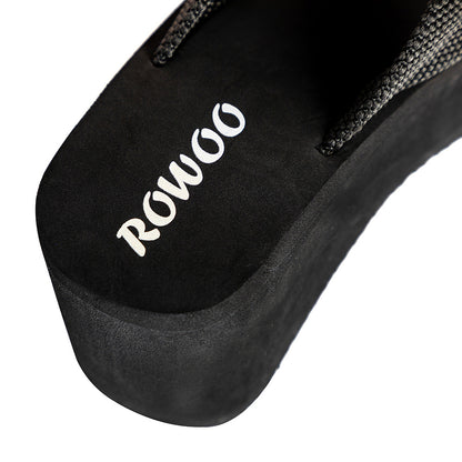 Women's Platform Wedges Webbing Flip Flops Designer Beach Sandals