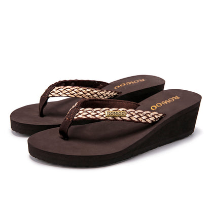 Womens Summer High heels Flip Flops Fashion Decorative sandals