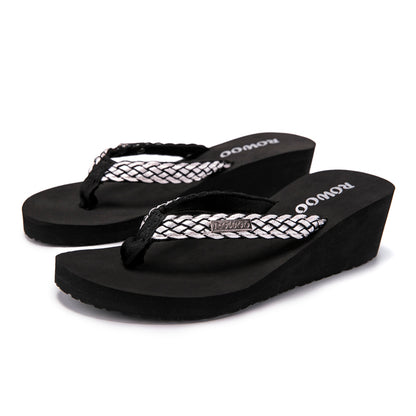 Womens Summer High heels Flip Flops Fashion Decorative sandals