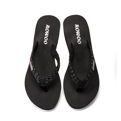 Womens Summer High heels Flip Flops Fashion Decorative sandals