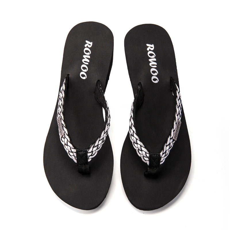 Rowoo Womens Summer High heels Flip Flops Fashion Decorative buckle sandals