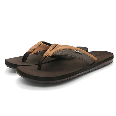 Men's Beach Flip Flops Leather Sandals Summer Shoes Indoor/Outdoor