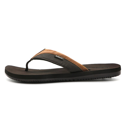 Men's Beach Flip Flops Leather Sandals Summer Shoes Indoor/Outdoor