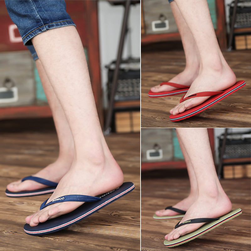 Mens Flip Flops Beach Flat Sandals Rubble Thongs Striped