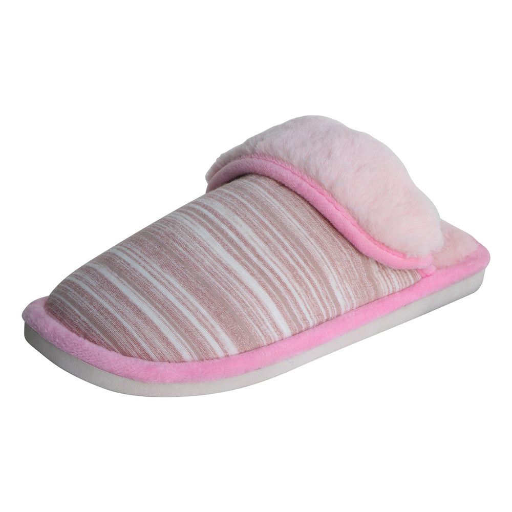 Stripe Fluffy Anti-slip Home Shoes Indoor Soft Plush Slipper for Adult