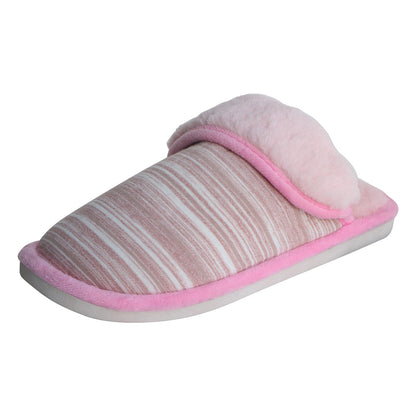 Stripe Fluffy Anti-slip Home Shoes Indoor Soft Plush Slipper for Adult