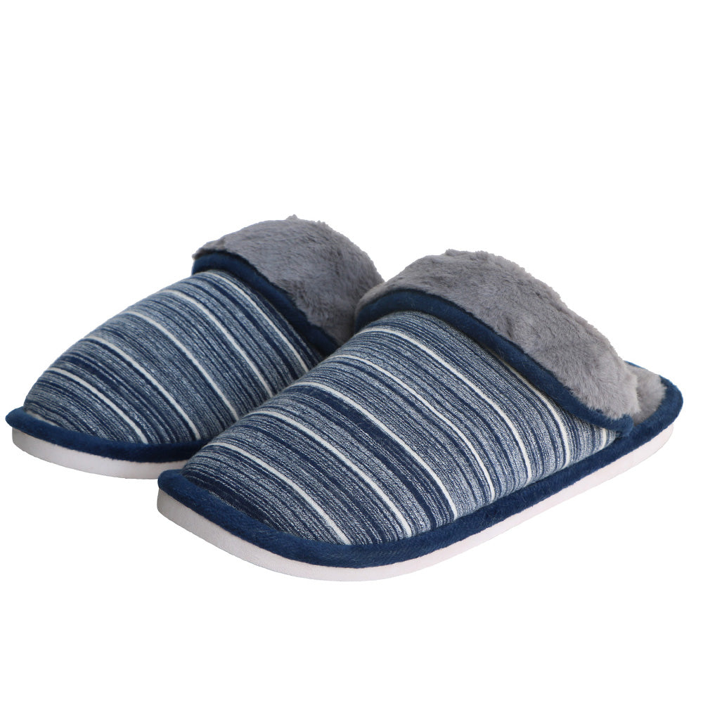 Stripe Fluffy Anti-slip Home Shoes Indoor Soft Plush Slipper for Adult
