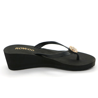 Women's Flip Flops Platform Wedge sandal Fashion Diamond High Heel