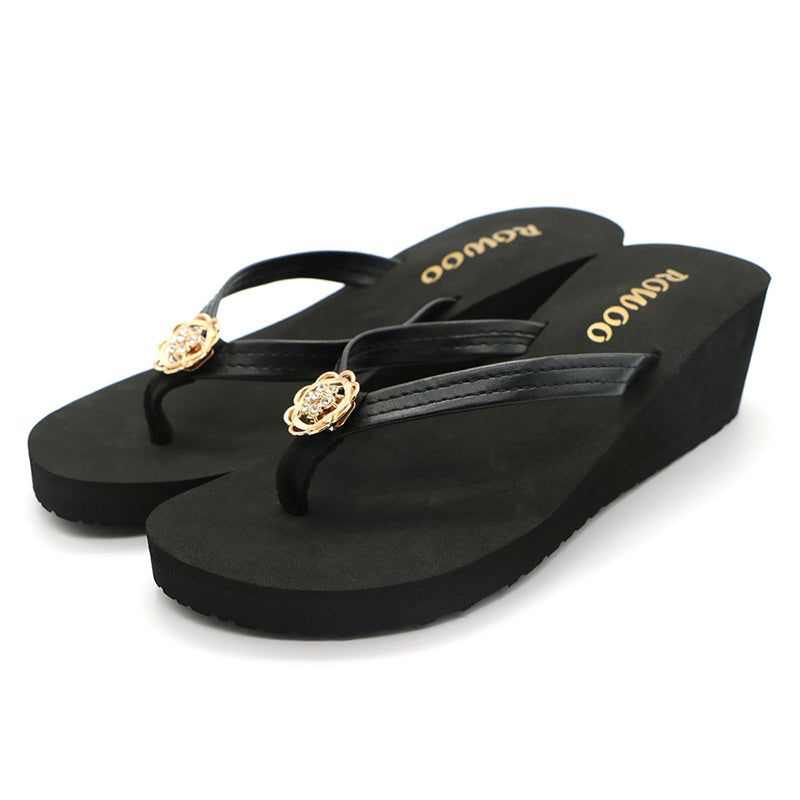 Women's Flip Flops Platform Wedge sandal Fashion Diamond High Heel