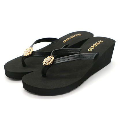 Women's Flip Flops Platform Wedge sandal Fashion Diamond High Heel